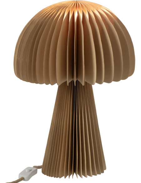Abat-jour pour lampe à poser champignon en papier camel 28 x 28 x 40 cm Plisséa