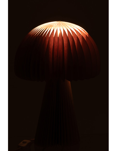 Abat-jour pour lampe à poser champignon en papier camel 28 x 28 x 40 cm Plisséa