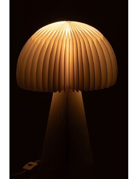 Abat-jour champignon pour lampe à poser en papier blanc cassé 28 x 28 x 40 cm Plisséa