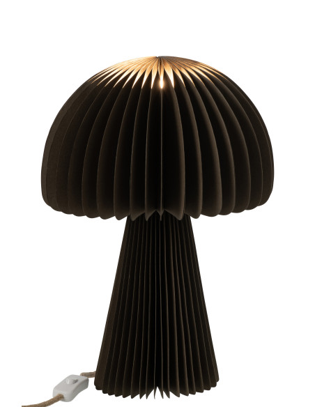 Abat-jour champignon pour lampe à poser en papier marron foncé 28 x 28 x 40 cm Plisséa