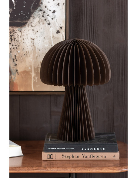 Abat-jour champignon pour lampe à poser en papier marron foncé 28 x 28 x 40 cm Plisséa