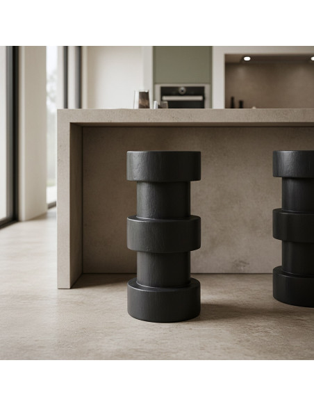 Tabouret de bar en bois de teck noir 30 x 30 x 65 cm Forma