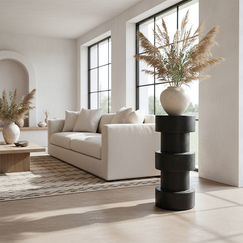 Tabouret de bar en bois de teck noir...