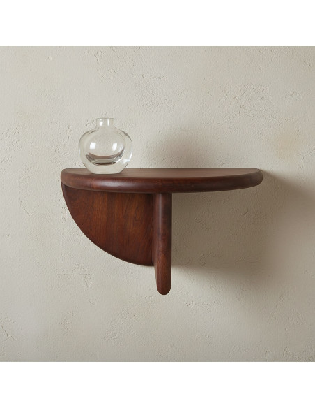 Étagère murale ronde en bois de manguier brun naturel 38 x 19 x 19 cm Bullnose