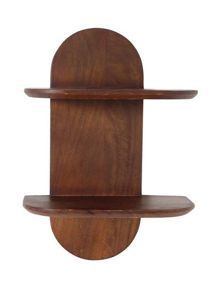 Étagère murale double en bois de manguier brun naturel 35 x 18 x 50 cm Bullnose