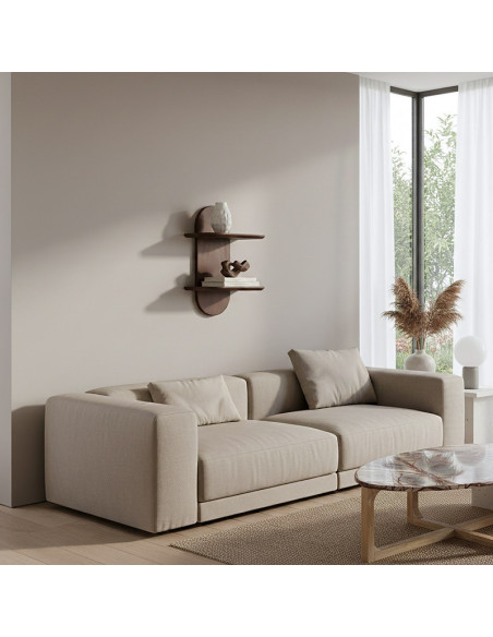 Étagère murale double en bois de manguier brun naturel 35 x 18 x 50 cm Bullnose