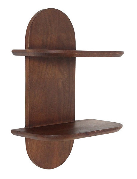 Étagère murale double en bois de manguier brun naturel 35...