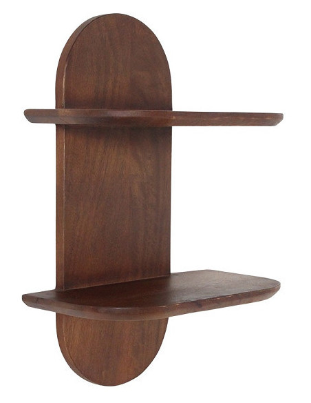 Étagère murale double en bois de manguier brun naturel 35 x 18 x 50 cm Bullnose