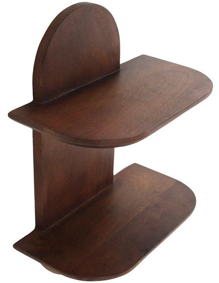 Étagère murale double en bois de manguier brun naturel 35 x 18 x 50 cm Bullnose