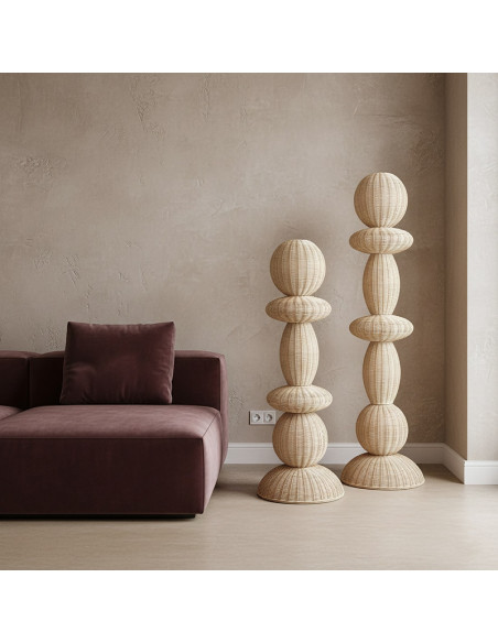 Lampadaire en rotin naturel 50 x 50 x 175 cm Tao