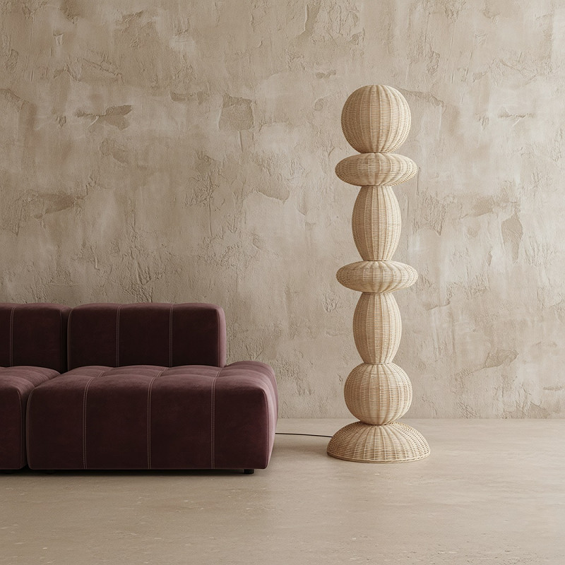 Lampadaire en rotin naturel 50 x 50 x...