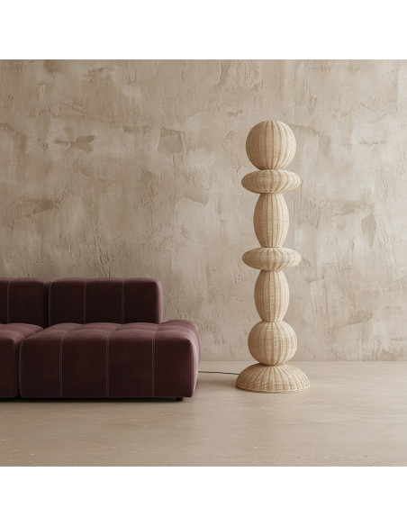 Lampadaire en rotin naturel 50 x 50 x 175 cm Tao