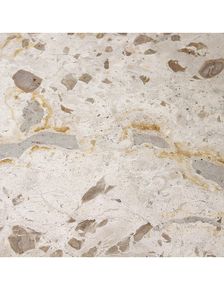 Table basse ovale en marbre crème et bois 120 x 60 x 38 cm Marble