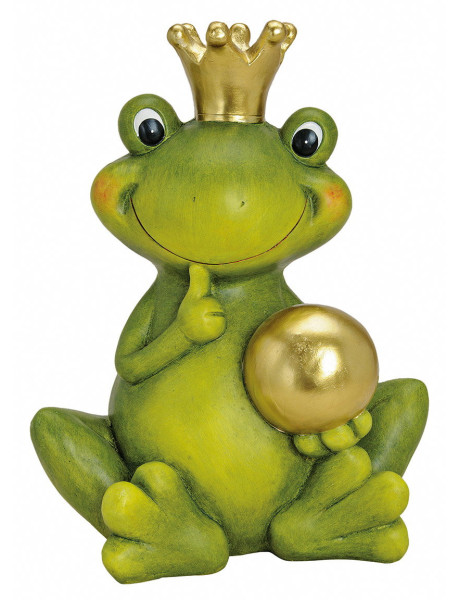 Statue de jardin grenouille roi en céramique vert et doré 26 x 35 x 44 cm Grenora
