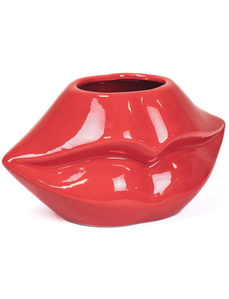 Vase bouche en céramique rouge 21 x 19 x 11 cm Lip