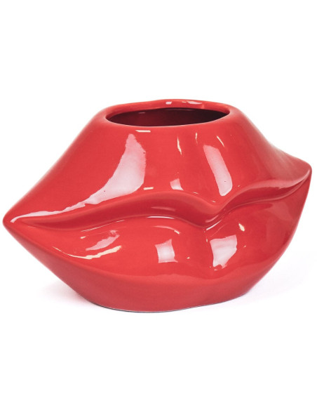 Vase bouche en céramique rouge 21 x 19 x 11 cm Lip