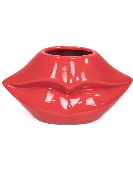Vase bouche en céramique rouge 21 x 19 x 11 cm Lip