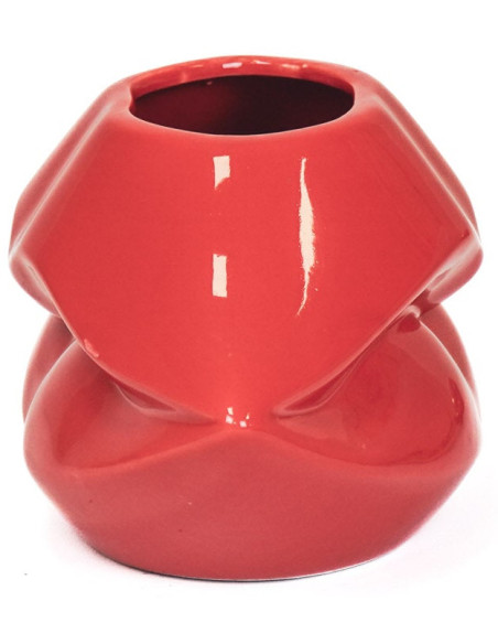 Vase bouche en céramique rouge 21 x 19 x 11 cm Lip
