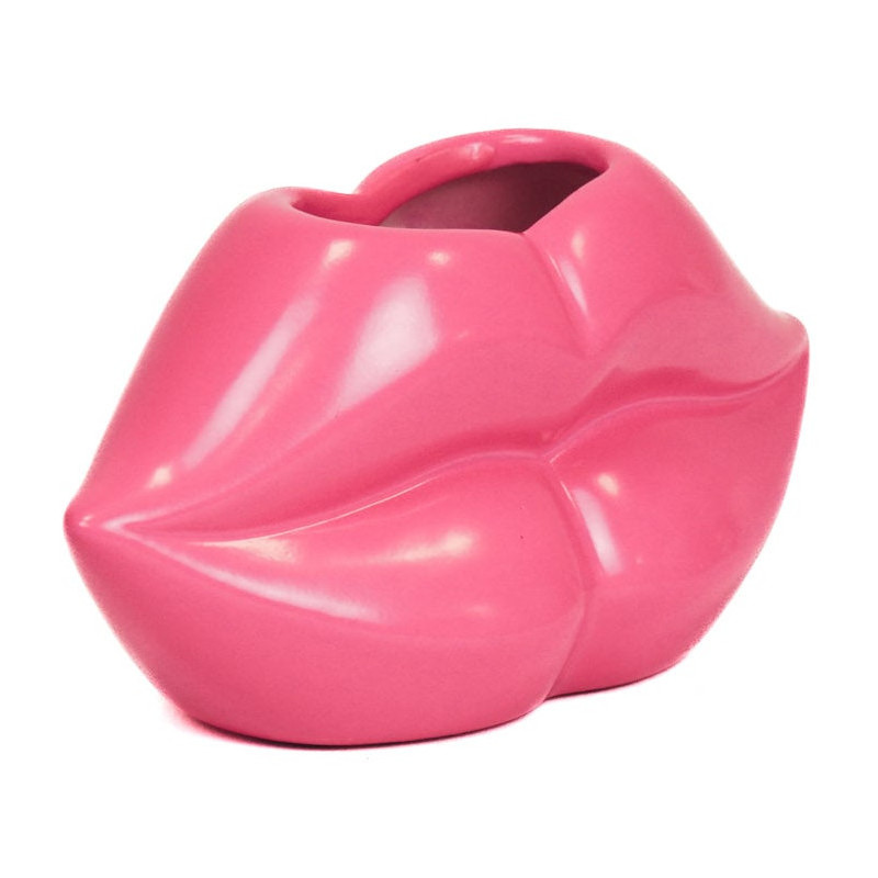 Vase bouche en céramique rose fluo...