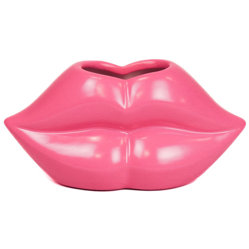 Vase bouche en céramique rose fluo...