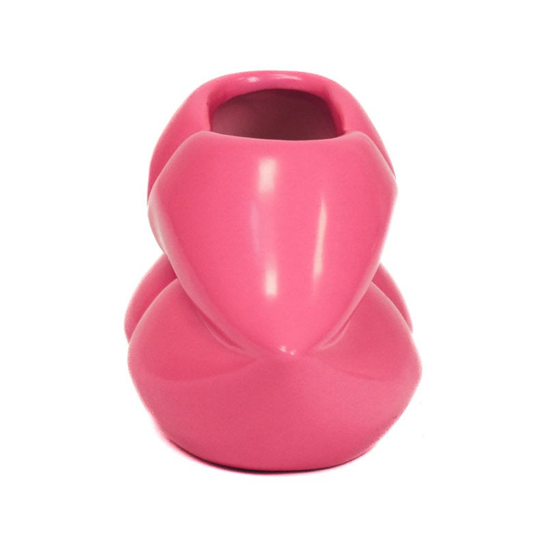 Vase bouche en céramique rose fluo...
