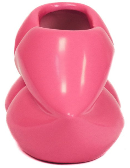 Vase bouche en céramique rose fluo 15,5 x 6,5 x 7,5 cm Lip