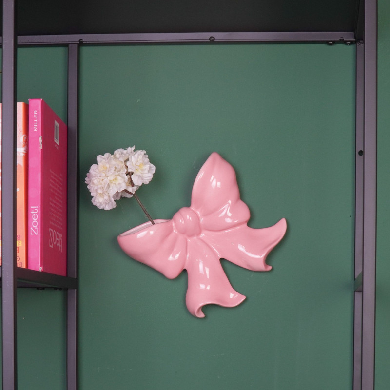 Vase mural nœud en céramique rose 19...