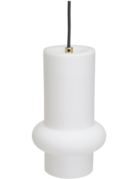 Suspension en verre et fer blanc mat 15 x 25 cm Pilule Down