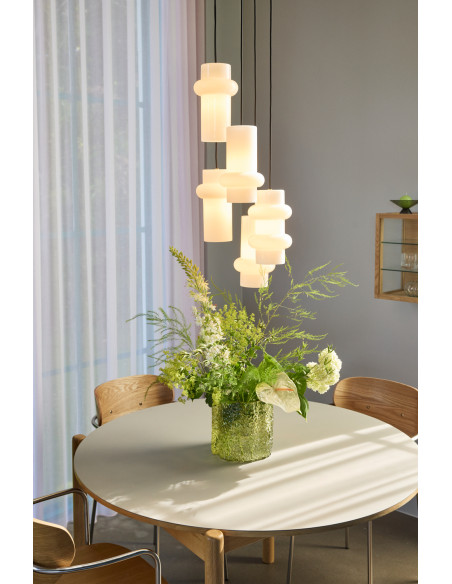 Suspension en verre et fer blanc mat 15 x 25 cm Pilule Up