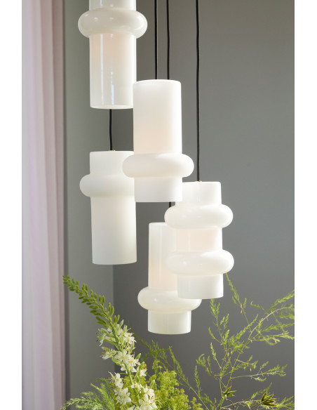 Suspension en verre et fer blanc mat 15 x 25 cm Pilule Up