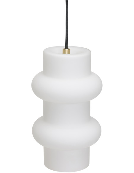 Suspension en verre et fer blanc mat 15 x 25 cm Pilule Double