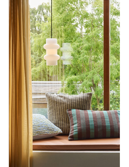 Suspension en verre et fer blanc mat 15 x 25 cm Pilule Double