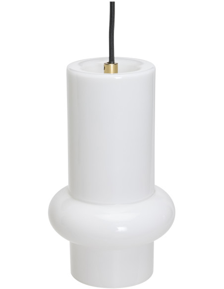 Suspension en verre et fer blanc brillant 15 x 25 cm Pilule Down
