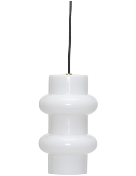 Suspension en verre et fer blanc brillant 15 x 25 cm Pilule Double