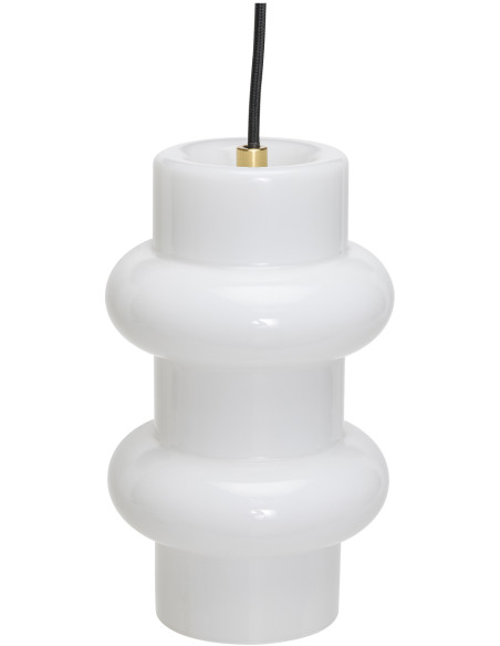 Suspension en verre et fer blanc brillant 15 x 25 cm Pilule Double