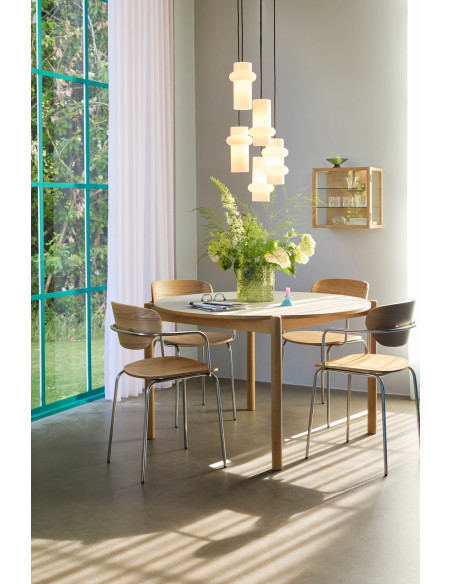Suspension en verre et fer blanc brillant 15 x 25 cm Pilule Double