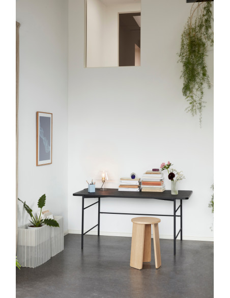 Tabouret tripode en MDF plaqué chêne naturel 35 x 55 cm Split