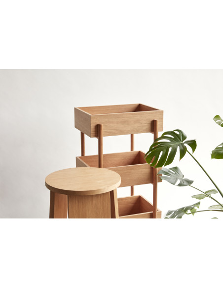Tabouret tripode en MDF plaqué chêne naturel 35 x 55 cm Split