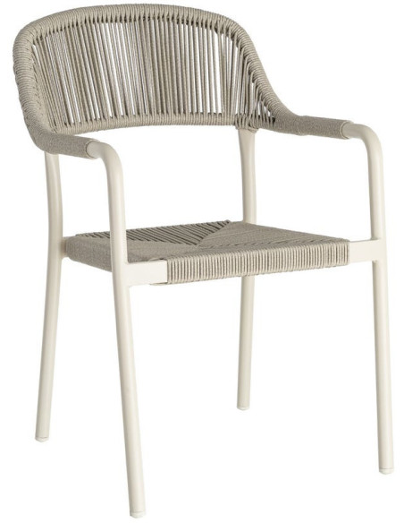 Lot de 2 chaises de jardin empilables en aluminium et rotin PE taupe 57 x 61 x 82 cm Terrana