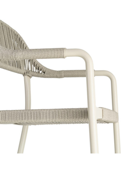 Lot de 2 chaises de jardin empilables en aluminium et rotin PE taupe 57 x 61 x 82 cm Terrana