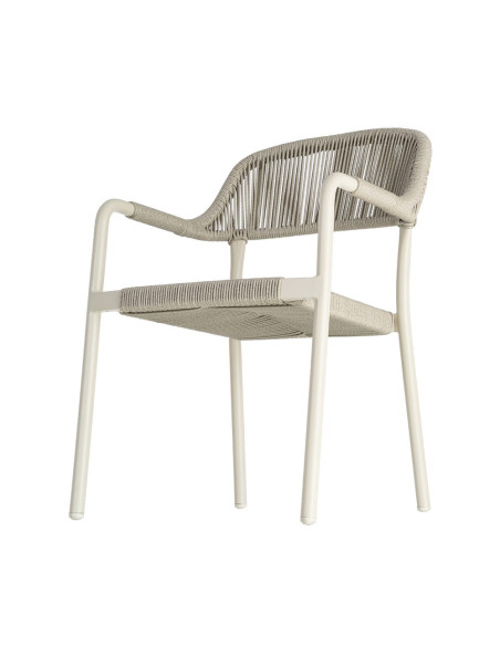 Lot de 2 chaises de jardin empilables en aluminium et rotin PE taupe 57 x 61 x 82 cm Terrana