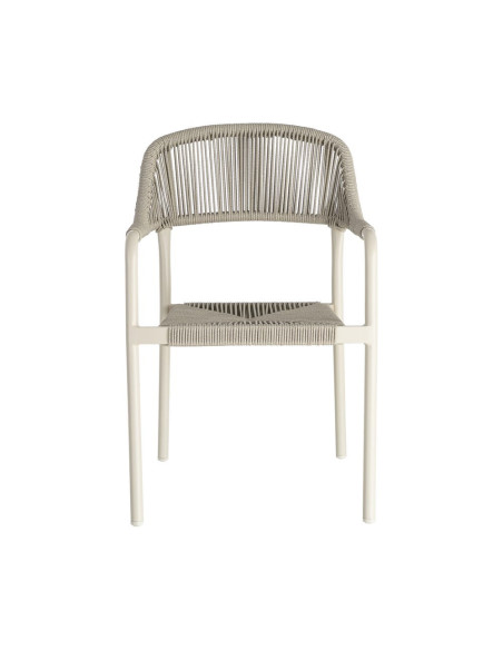 Lot de 2 chaises de jardin empilables en aluminium et rotin PE taupe 57 x 61 x 82 cm Terrana