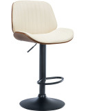 Tabouret de bar réglable en polyuréthane crème et noyer 49,5 x 50 x 90 à 111 cm Velaro
