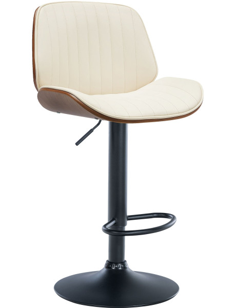 Tabouret de bar réglable en polyuréthane crème et noyer...