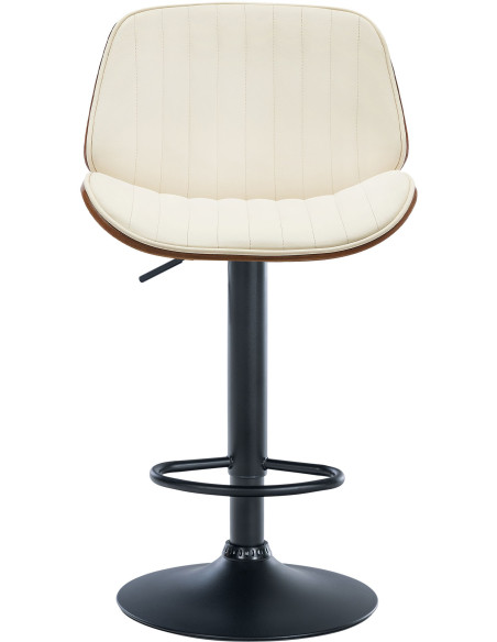 Tabouret de bar réglable en polyuréthane crème et noyer 49,5 x 50 x 90 à 111 cm Velaro