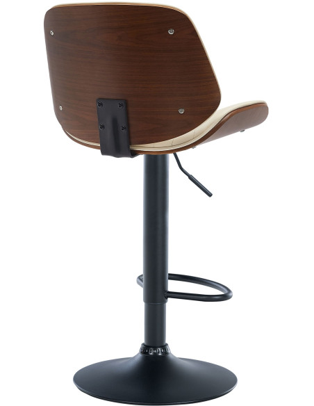 Tabouret de bar réglable en polyuréthane crème et noyer 49,5 x 50 x 90 à 111 cm Velaro