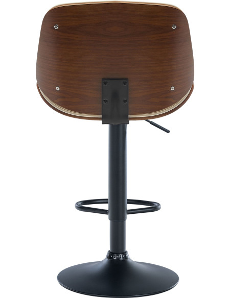 Tabouret de bar réglable en polyuréthane crème et noyer 49,5 x 50 x 90 à 111 cm Velaro