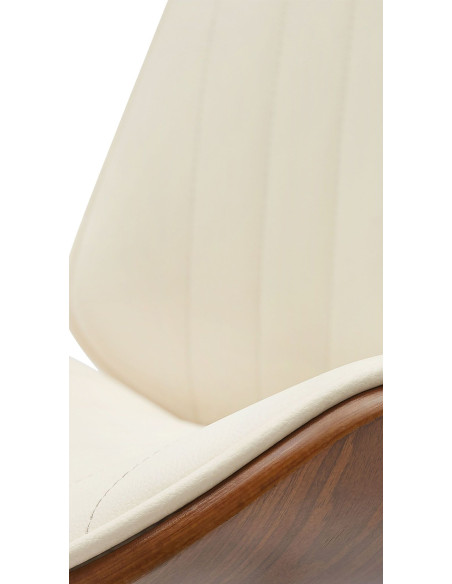 Tabouret de bar réglable en polyuréthane crème et noyer 49,5 x 50 x 90 à 111 cm Velaro