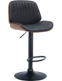 Tabouret de bar réglable en polyuréthane noir et noyer 49,5 x 50 x 90 à 111 cm Velaro