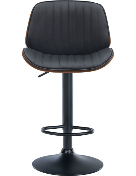 Tabouret de bar réglable en polyuréthane noir et noyer 49,5 x 50 x 90 à 111 cm Velaro